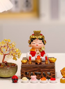 新中式小神仙摆件文曲星月x老妈祖家居办公室工位桌面系好物