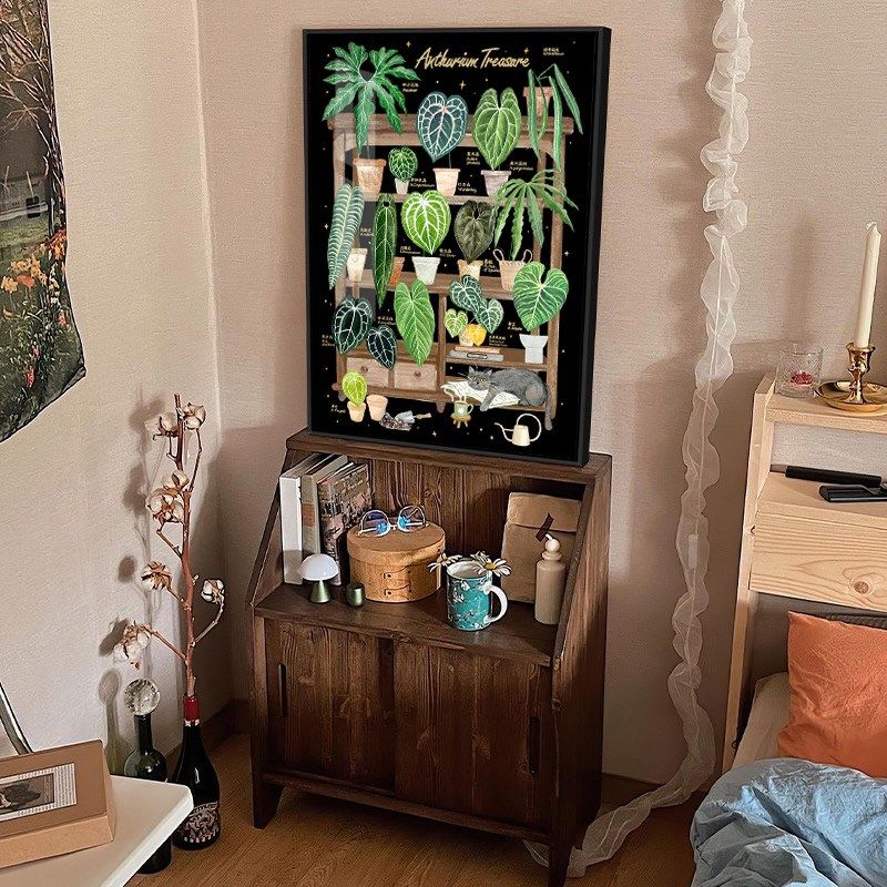 在清新的风绿色植物钻石画充满钻石手工艺术创意砌体刺绣十字绣莱,淘宝优惠券,粉丝福利购,淘宝优惠卷