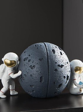 创意高级感宇航员月球桌面书立摆件卧室书架办公室学生书房装饰品