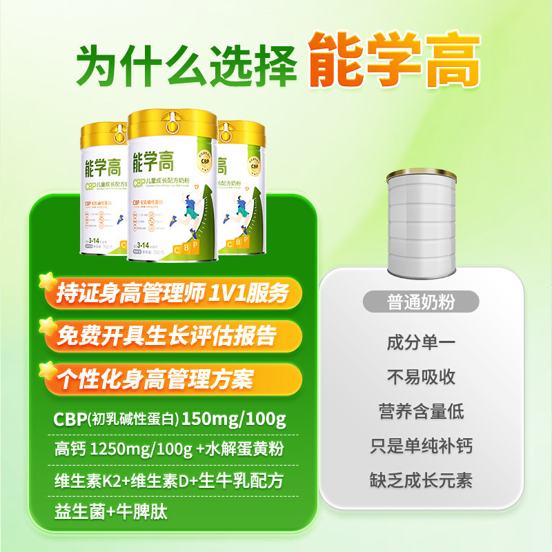 【送身高管理服务998套餐】能学高CBP儿童成长配方奶粉700gX6罐,淘宝优惠券,粉丝福利购,淘宝优惠卷