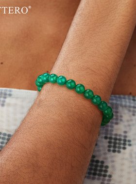 fettero白金绿玛瑙珠串手链