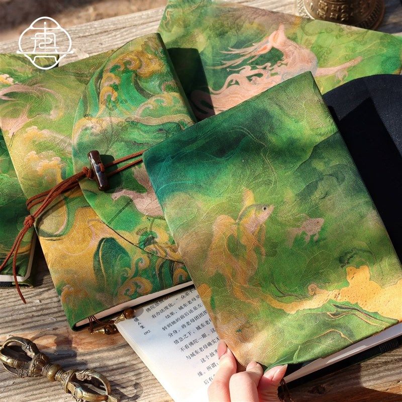 真我 春绿神韵香云纱 非遗桑蚕丝手账本布书衣日记本笔记本a5a6,淘宝优惠券,粉丝福利购,淘宝优惠卷