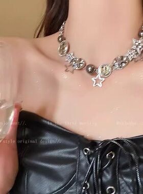 锁骨设计感星星项链配饰复古夸张
