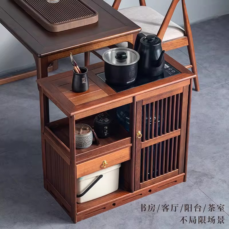 新中式移动茶水柜家用边几餐边柜简约茶桌边柜泡茶台红木茶水柜 - 图1