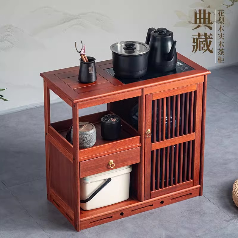新中式移动茶水柜家用边几餐边柜简约茶桌边柜泡茶台红木茶水柜 - 图0