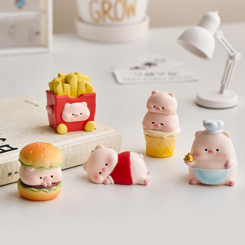 猪猪汽车摆件卡通小猪可爱食玩摆件桌面装饰树脂公仔创意儿童礼物,淘宝优惠券,粉丝福利购,淘宝优惠卷
