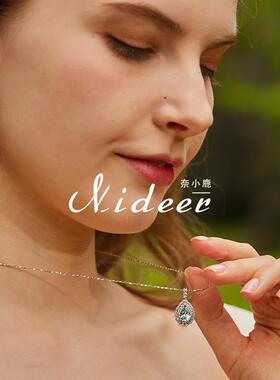 奈小鹿纯银天然蓝托帕项链女轻奢小众吊坠设计感锁骨链送女友礼物