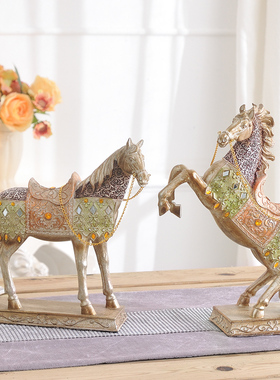 装饰品摆件e马酒柜玄关客厅创意招财办公室桌面中式工艺家居小摆