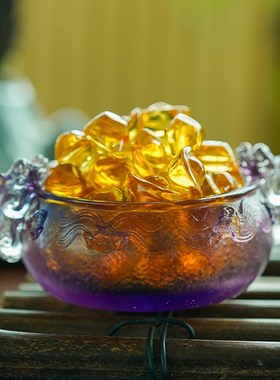 琉璃碧绣聚宝盆家居入口客厅装饰摆M件财卷财宝乔迁开业