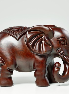 黑檀木雕大象摆件一对客厅实木风水象家居装饰红木Y小象工艺品