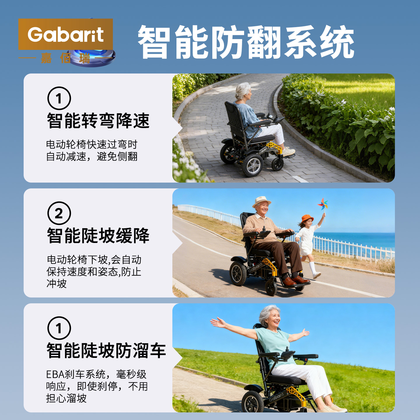 嘉佰瑞电动轮椅智能全自动老年人专用年轻人轻便代步车折叠新款型 - 图1