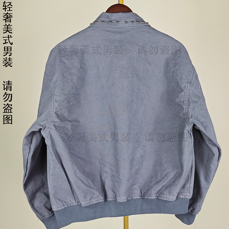 【日本冈山】美式复古牛仔外套男宽松翻领铆钉装饰长袖夹克上衣,淘宝优惠券,粉丝福利购,淘宝优惠卷