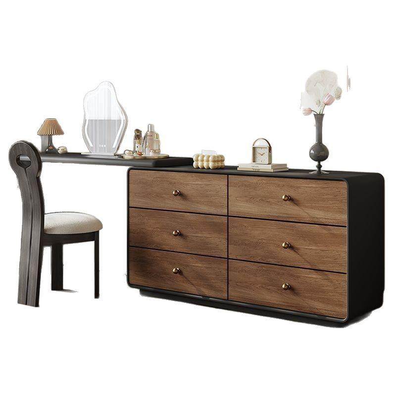 梳妆台卧室复古风胡桃木收纳化妆桌中古风实木梳妆台斗柜一体,淘宝优惠券,粉丝福利购,淘宝优惠卷