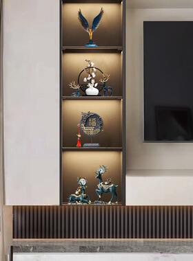 新中国风客厅博古架入口酒柜祝福人物麋鹿饰品乔迁礼物电视柜装饰
