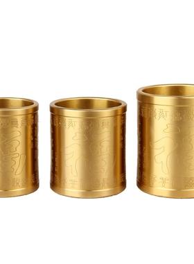 泰山阁 铜梅兰竹菊大号笔筒摆件小号商务礼品铜算盘笔筒礼物