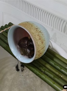 鱼缸流水板 竹排竹垫配件竹子装饰diy摆件不可漂浮竹排.陶瓷流水