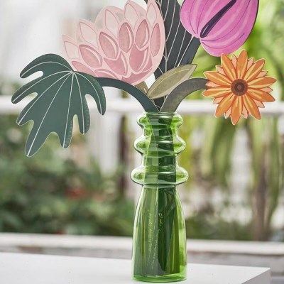 法式复古彩色玻璃小花创意螺旋波浪插花容器家居室内摆件样板间,淘宝优惠券,粉丝福利购,淘宝优惠卷