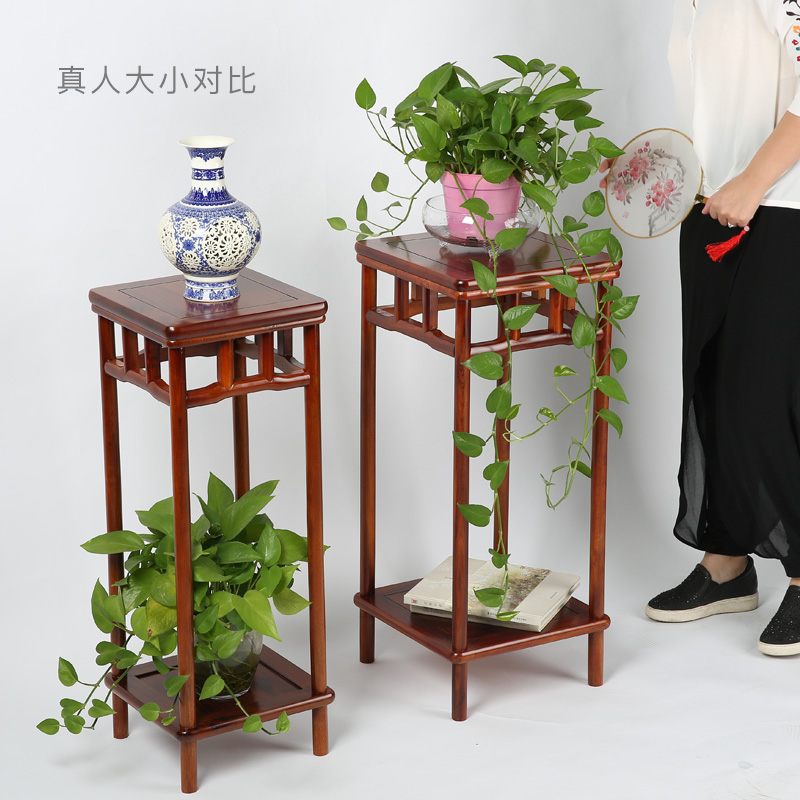 红瑰宝木质花架 实木客厅摆件落地花盆架子 中式家具花瓶红木底座 - 图3
