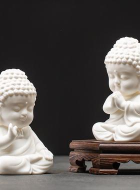 中式禅意陶瓷如来佛像小摆件创意可爱茶宠佛系茶室车载装饰品
