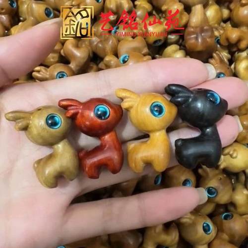 绿檀小萌鹿紫檀木黑檀木彩绘木diy饰品配件吊坠钥匙扣车挂件 - 图0