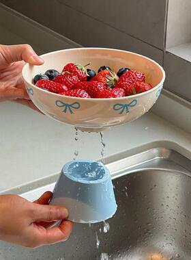 水果盘客厅茶几果盘家用沥水盆高
