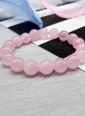 马达加斯加石粉晶手链 韩版桃花芙蓉清新粉晶手链圆珠