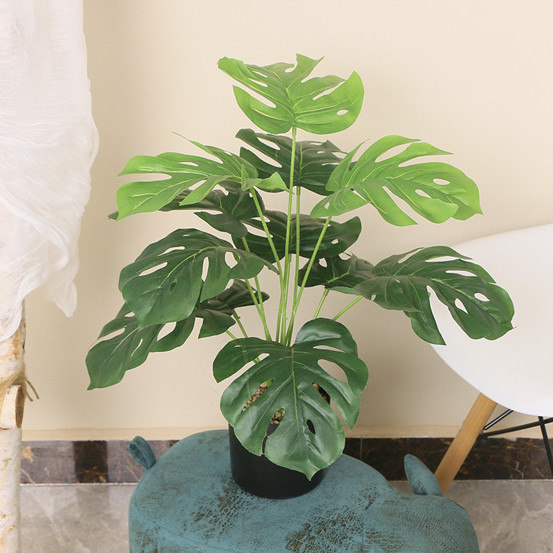 仿真假花塑料客厅摆设落地仿生绿植盆栽摆件龟背装饰假植物旅 - 图1