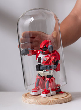 永生花摆放玻璃罩透明展示盒人偶圣诞树积木手模桌面干花摆件手办