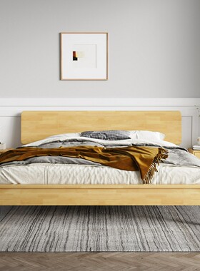 北欧床全实木床简约原木1.8m双人床储物床1.2米单人床酒店宾馆床