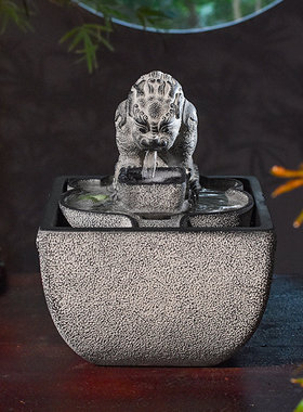 招财流水摆件循环水办公室桌日进斗金生财开业礼物中式茶室布置