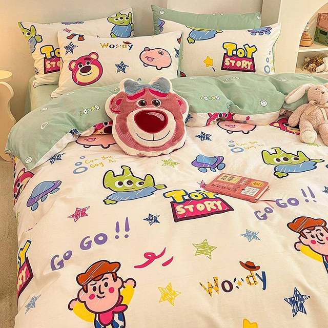 All cotton 100 pure cotton bed four-piece set children's bedding dormitory quilt cover bed single person three-piece set bed cover 4