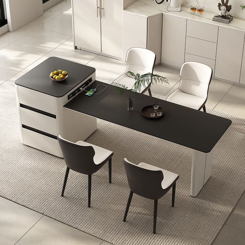 零度火岩板岛台餐桌一体家用可伸缩奶油风餐厅导台小户型带电磁炉,淘宝优惠券,粉丝福利购,淘宝优惠卷