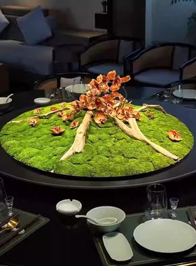 圆桌转盘永生苔藓蝴蝶兰艺桌花