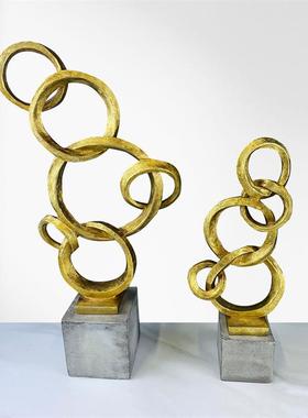 现代简象约几何抽环摆家居饰品线条创意办公桌面1客厅装圆件饰摆