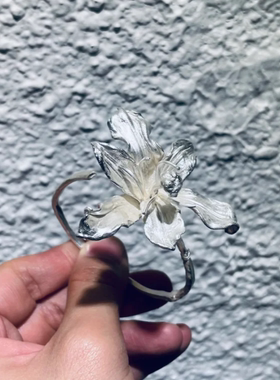 幸识小众个性银色花朵手镯女波西米亚风开口可调节时尚配饰