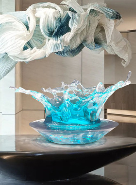 客厅玄关水滴雕塑造型摆件酒店办公室透明树脂水滴艺术雕塑摆件