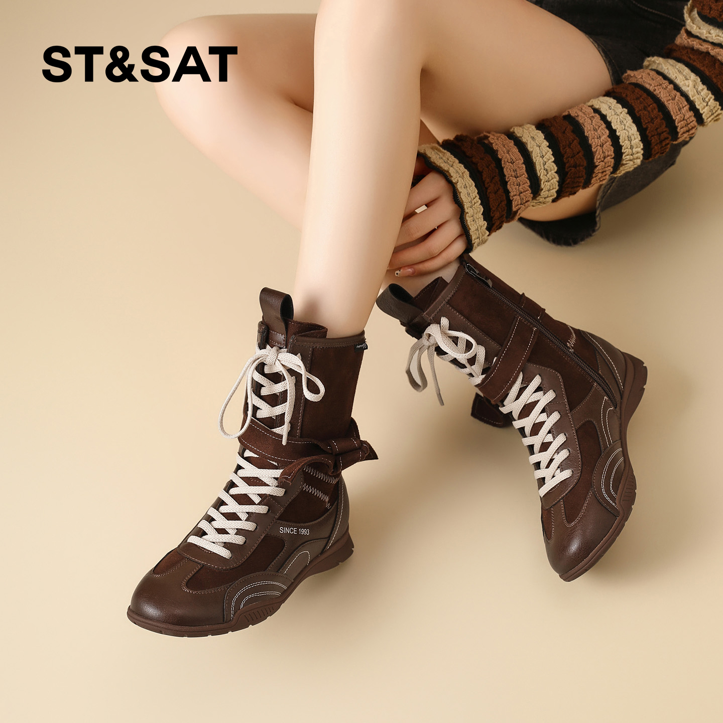 星期六马丁靴女2025冬季新款女靴女款爆款短筒靴子短靴女士拳击靴 - 图2