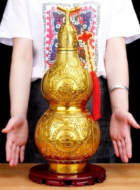 卓弘 八卦铜葫芦摆件开盖居家装饰送五帝钱挂件包邮