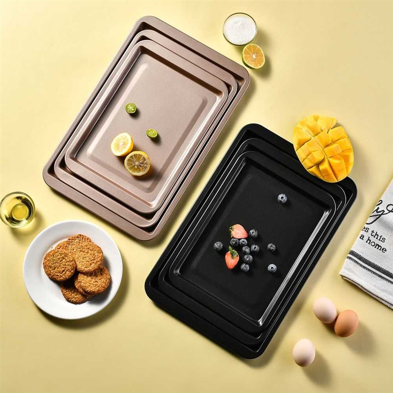 长方形不沾曲奇饼干烤盘家用烘培平底蛋糕面包烤盘CAKE PAN - 图0