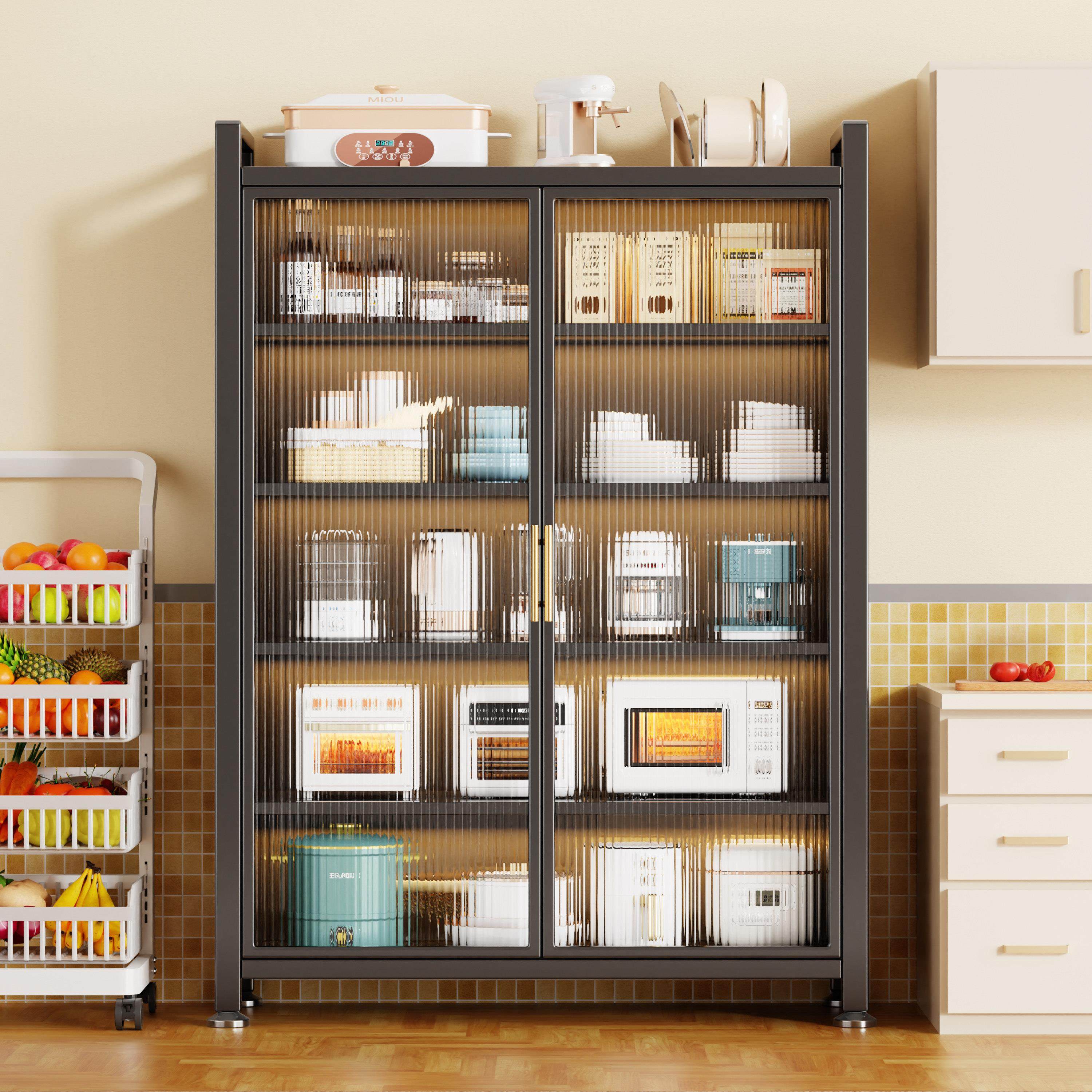 厨房置物架多功能家用整体橱柜多层微波炉柜子餐边碗碟储物收纳层,淘宝优惠券,粉丝福利购,淘宝优惠卷