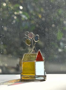 原创手工摆件玻璃mini软装氛围感气球小屋烛台车载桌面生日礼物