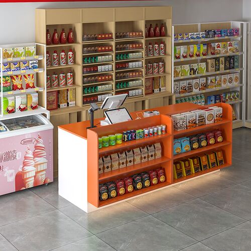 吧台超市收银台店铺小型柜台展示架多层储物前台便利店商用接待台 - 图3