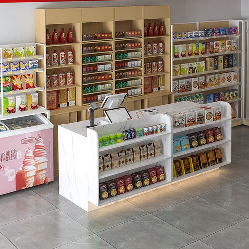 吧台超市收银台店铺小型柜台展示架多层储物前台便利店商用接待台 - 图2