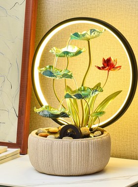 现代简约流水摆件循环水风水轮招财客厅生财办公桌乔迁开业送礼物