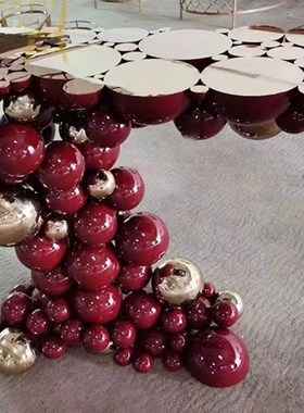 气球泡泡不锈钢玄关台条案玄关桌轻奢简约黑色红色电镀金银色