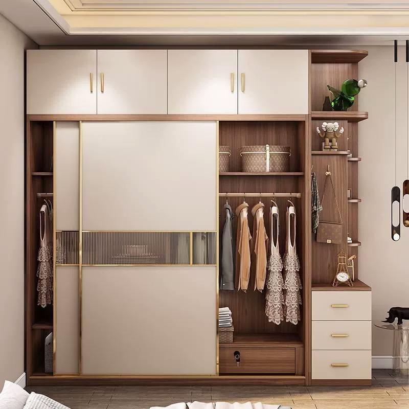 生态实柜多木层PXQ板推拉移门衣柜现代简约家用卧室子门胡桃色大 - 图1