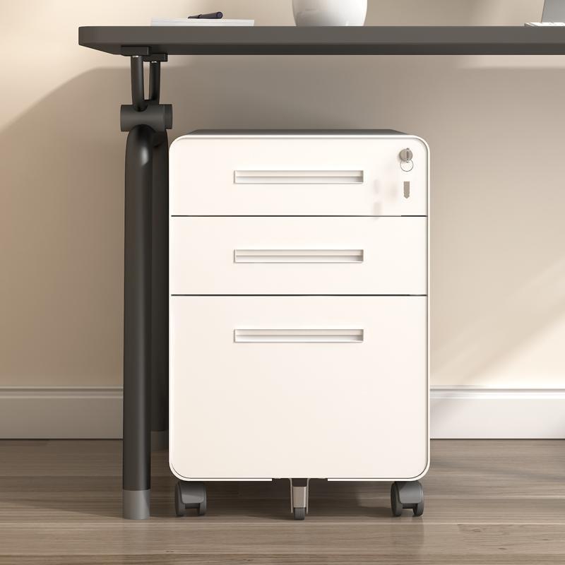 文件柜桌下活动柜铁皮办公室储物柜移动矮柜带锁抽屉柜收纳小柜子 - 图0