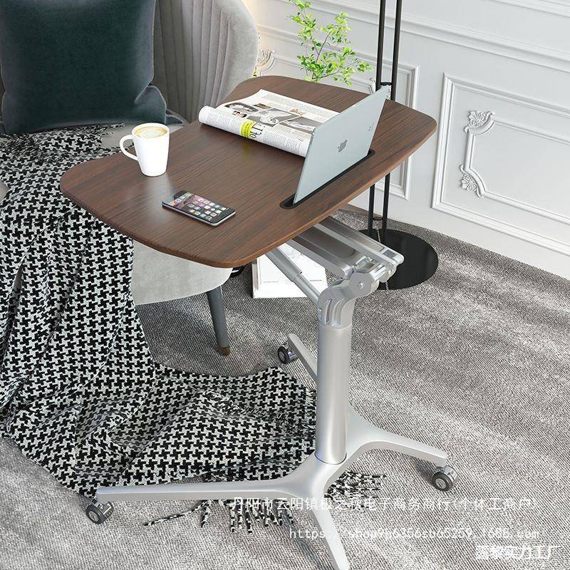 需定制气动升降桌可移动懒人办公桌站立简约式自动沙发床边电脑演 - 图0