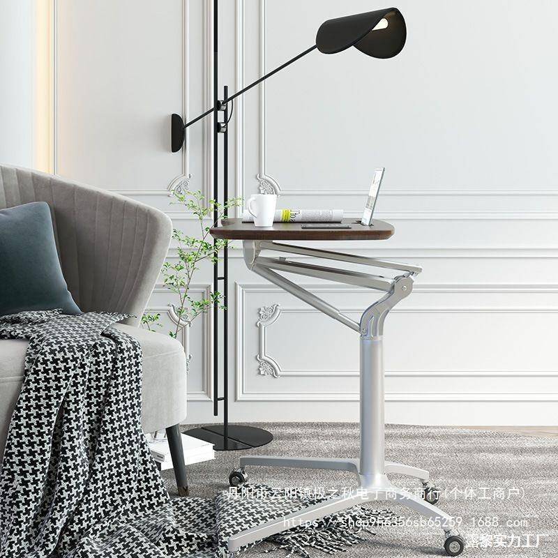需定制气动升降桌可移动懒人办公桌站立简约式自动沙发床边电脑演 - 图1