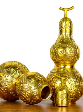 纯铜八卦葫芦摆件开口葫芦客厅装饰螺丝口五六帝钱小葫芦可装酒水